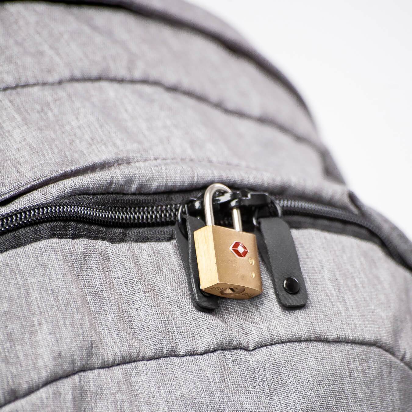 Lockable zippers on the Khmer Explorer Travel Backpack