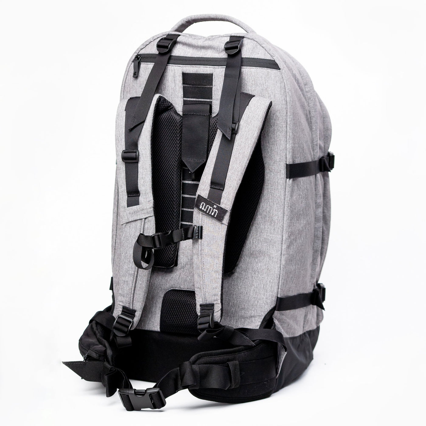 Back View showing the ergonomic suspension system of the Khmer Explorer Travel Backpack
